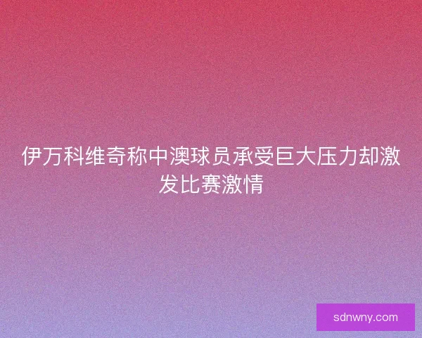 伊万科维奇称中澳球员承受巨大压力却激发比赛激情