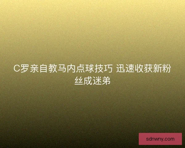 C罗亲自教马内点球技巧 迅速收获新粉丝成迷弟 C罗亲自教马内点球技巧 迅速收获新粉丝成迷弟