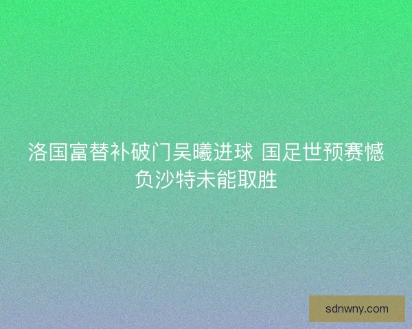 洛国富替补破门吴曦进球 国足世预赛憾负沙特未能取胜 洛国富替补破门吴曦进球 国足世预赛憾负沙特未能取胜